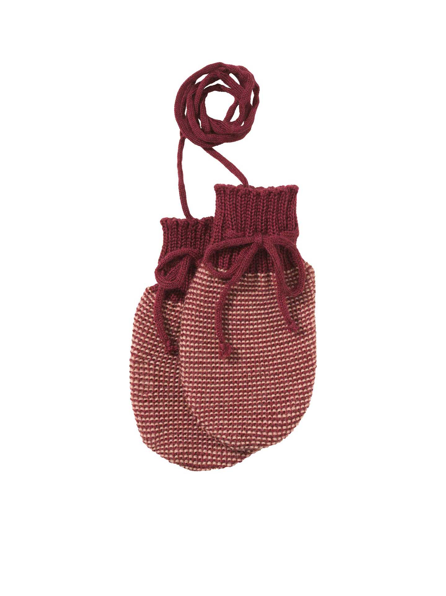 disana Strick-Handschuhe in Cassis-Rosé aus Bio-Merinowolle in weichem kuscheligen Linksstrick, hält kleine Hände extra warm