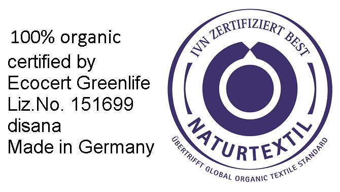 IVN BEST Siegel für disana: 100% Bio, zertifiziert von Ecocert Greenlife, Hergestellt in Deutschland